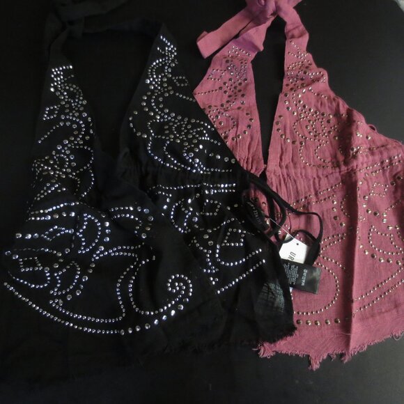 URBAN OUTFITTERS SILENCE & NOISE MARIA EMBELLISHED HALTER TOP - SM OR MED - Picture 1 of 7